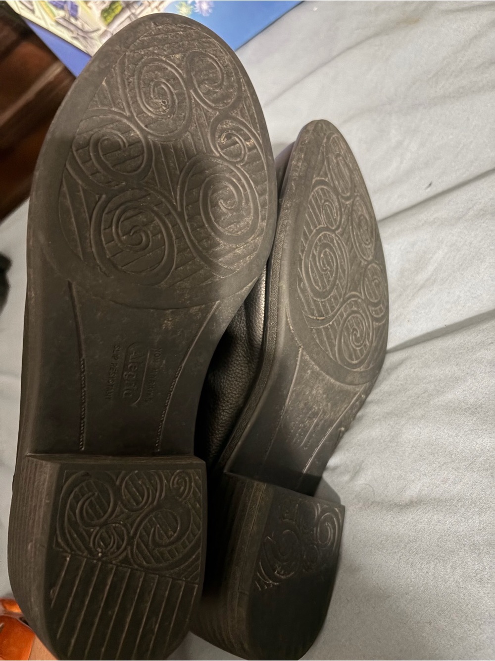 Alegria Black Leather Slip-On Clogs - Picture 3 of 4
